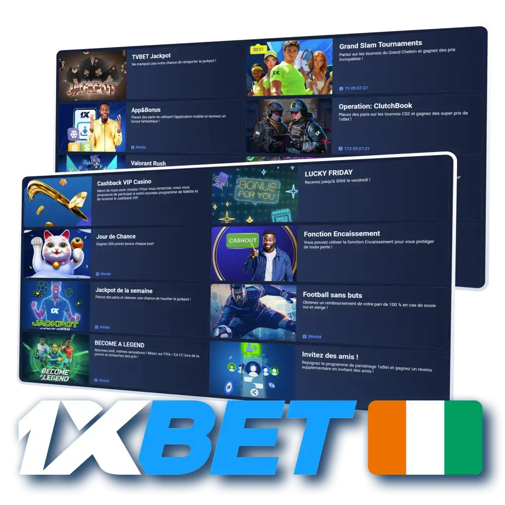 Image du bonus 1xBet en Côte d’Ivoire